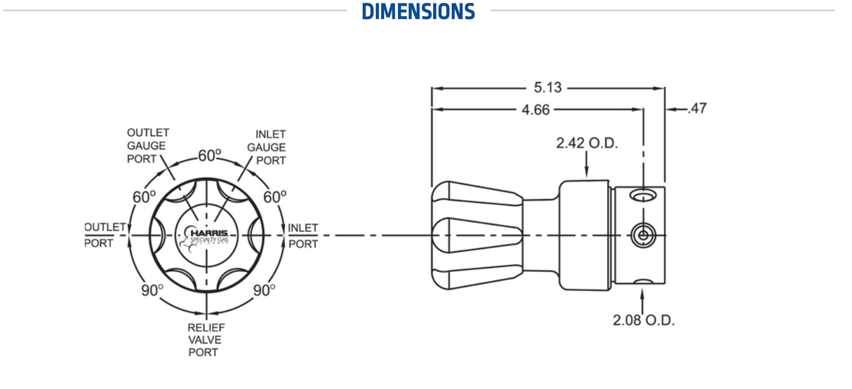 Harris High Purity Electroless Nickel-Plated Brass Regulator - Model HP701EN-015-000