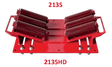 Mathey Dearman 2135HD Beam Clamp Pipe Roller for 16”-60” pipes, welding support, heavy-duty skid, four rollers, red steel.