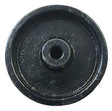 Mathey Dearman B&B Steel Wheel 90010, black metal weight plate for welding pipe alignment systems, central hole, top view.