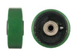 Mathey Dearman 4"x1.5" Poly over Steel Wheel (90023) for welding, pipe alignment; side and front view with metal bearing.