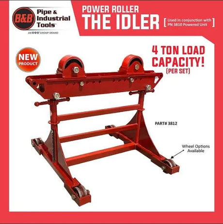 Mathey Dearman B&B Powered Mega Roller - 3812 - 4,000 lbs capacity, 4"-48" pipe range, for efficient motorized pipe rotation in welding and fabrication

