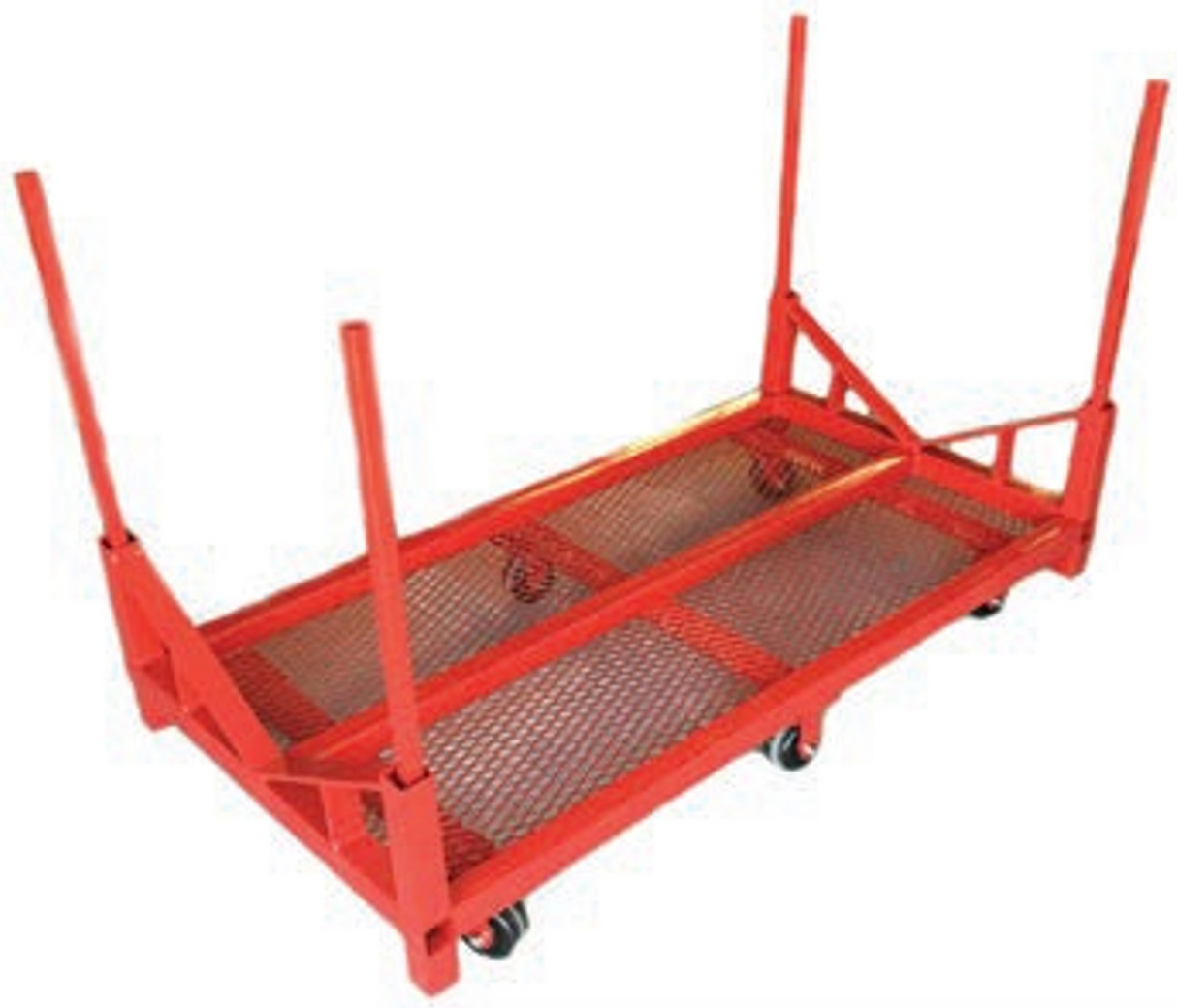 Mathey Dearman B&B Pipe Stacker Cart - 2015-6F - 6-wheel cart with floor for 24' pipes up to 36" diameter, featuring removable V and handles for versatile material handling

