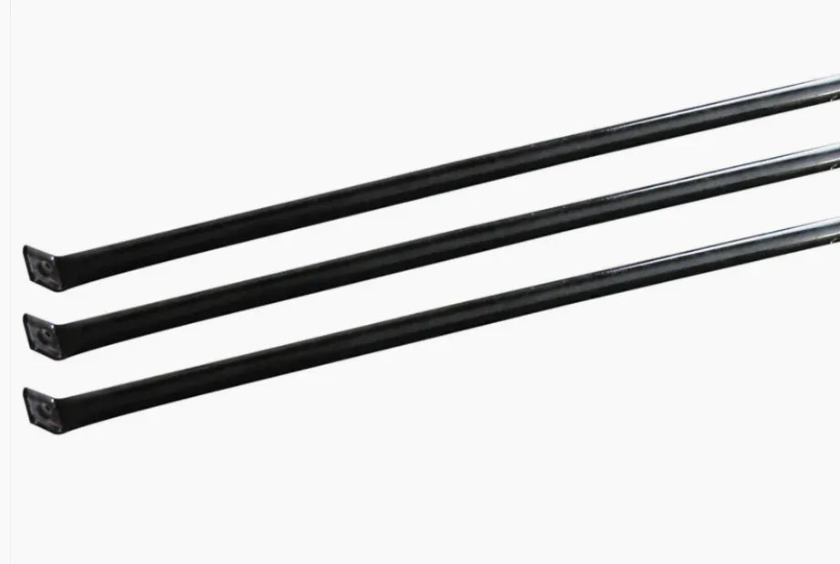 Mathey Dearman Replacement Leg 1-61007 pipe alignment rods for welding, black steel accessories, set of 3 on white background.