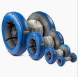 Six Mathey Dearman Rapid Purge System RP60 inflatable pipe plugs (1512-1537mm, 60) in blue and gray are arranged in two rows. Each plug features a black nozzle and yellow PPM logo, ideal for large diameter pipe or pipeline welding purge systems.