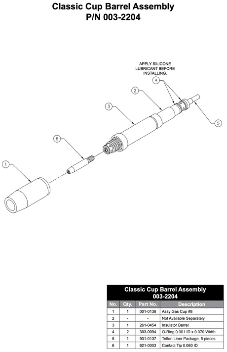 Air-cooled barrel assembly specifically designed for MK Products Prince SG welding systems. Features robust construction for industrial use, optimized wire feed and gas flow, and efficient heat dissipation. This precision-engineered component ensures consistent welding performance and enhances overall system efficiency. The air-cooled design offers excellent thermal management, making it an essential accessory for professional welders using Prince SG systems in demanding welding environments where air-cooli