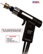 The IWT-Ci-1 Gun for Insulation Stud Welding (1-EQ500009Ci - T) is a black, lightweight tool with trigger and cord. Made in the USA, it fits all stud welders, uses standard IWT chucks, and features a chuck for insulation pins. USA flag top right.