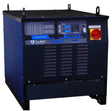 The TruWeld TW6900 1-1/4 Single Gun Complete Stud Welding System, a blue and black 3000A industrial welder, features a display screen, control buttons, dial, indicator lights, ventilation slots, and a red emergency stop button.