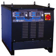 The TruWeld TW6902 1–1/4 Dual Gun Complete Stud Welding System is a large blue and black unit with dual gun capability, two digital displays, buttons, knobs, vented panels, a red emergency stop switch, and two top handles.