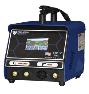 TruWeld TWi-321 5/16″ Capacitor Discharge Welder with digital display, controls, and coiled cord for stainless steel stud welding.