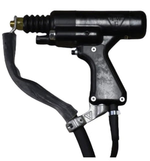 TruWeld TWE18500 Medium Duty Stud Gun—black handheld welding tool with trigger handle, bottom hose, and front nozzle.
