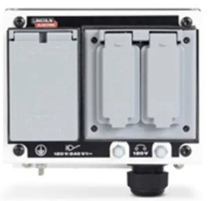 Lincoln 330 MPX Auxiliary Power Panel K5640-1, weather-resistant, wall mount, 120V/240V, outlets, welding accessory.