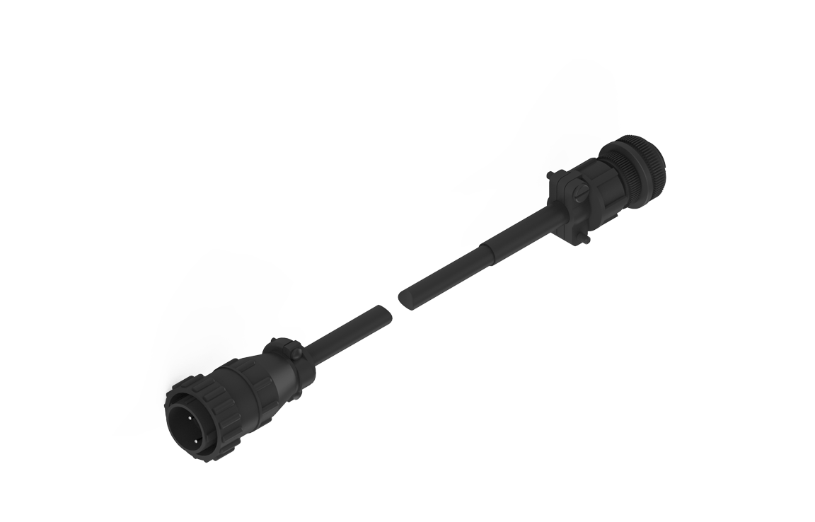 Bug-O UNI-BUG III Contact Cable 25' connectors for welding equipment, aligned on white, ready to connect. WeldingMart accessory.