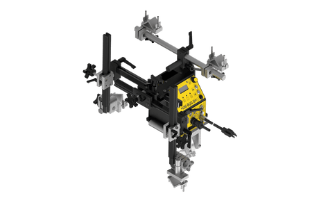 Bug-O UNI-BUG-III BULB 2 GUN 120 VAC welding tool with metal rods, clamps, display and buttons on white, at WeldingMart.