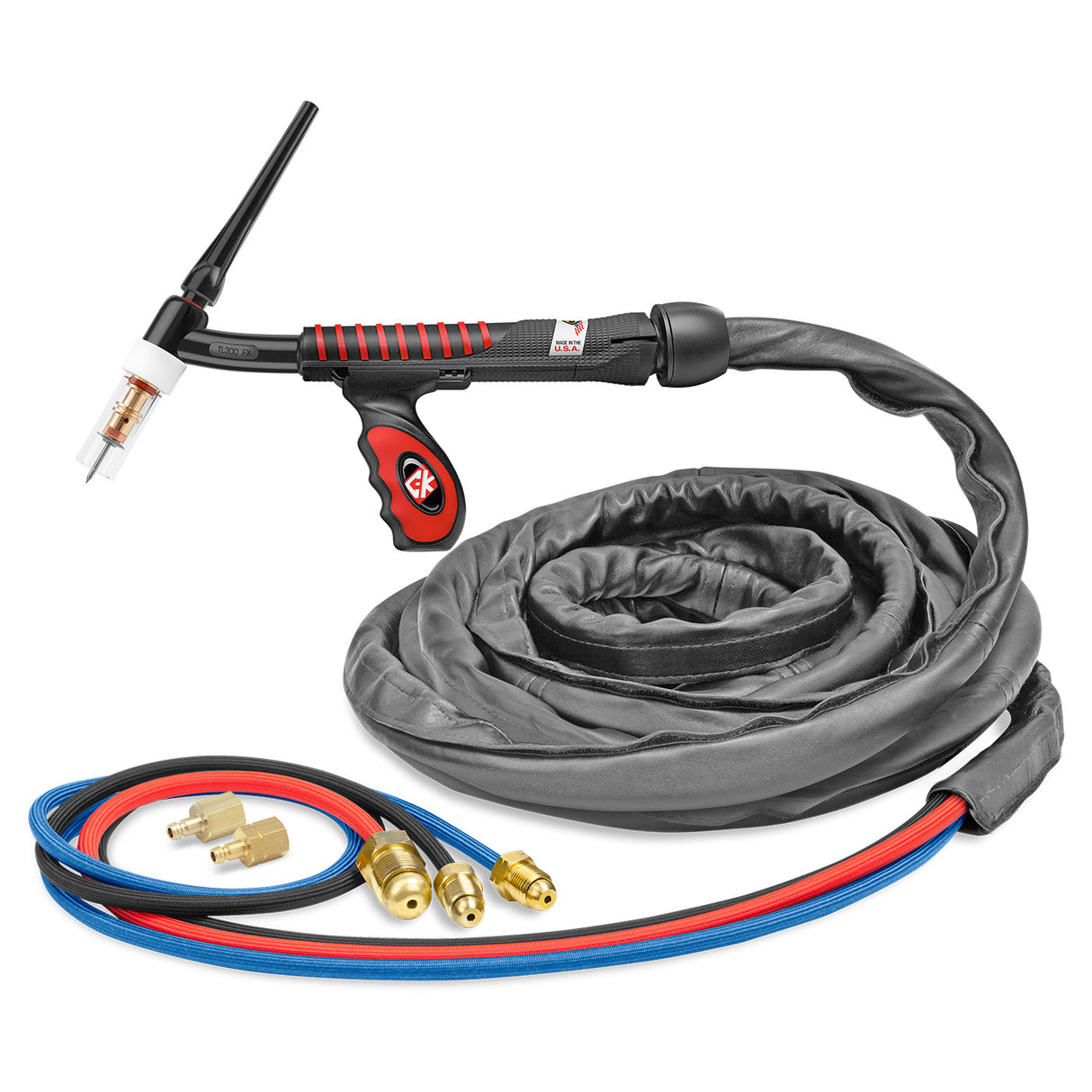 CK Worldwide - Ustl325Sf Fx - 350 Amp Flex Head Tig Torch, Water-Cooled, 25' Superflex Cables, Trim Line - Ustl325Sf Fx