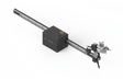 Bug-O LINEAR WEAVER 40" Arm WPD-1100-40 welding carriage, motorized, on rail with adjustable clamps for precise weld positioning.