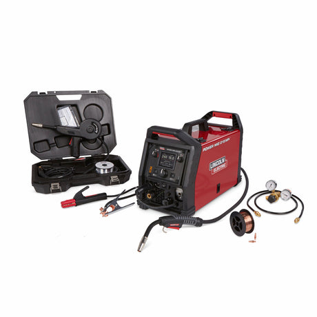 POWER MIG® 215 MPi™ multi-process welder is portable for MIG, stick, TIG, and flux-cored welding. K4877-1
