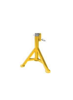 B&B Sumner Lo Pro-Jack 4200 Fixed Leg Pipe Jack V-Head, heavy-duty welding stand with yellow tripod, adjustable post, stable support.