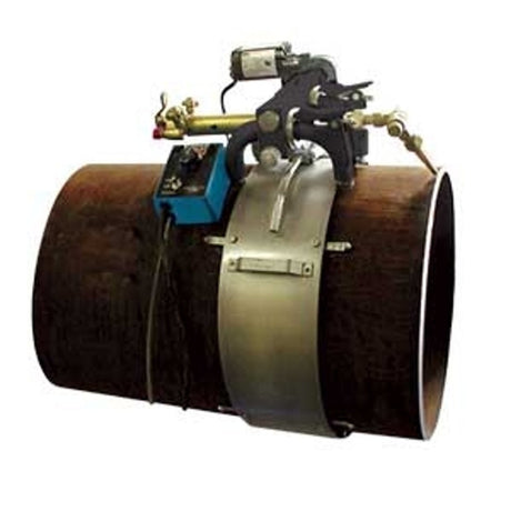 Mathey Dearman 110V Band Crawler for pipe welding—stepper motor, control box, and hoses for precise one-man pipe cutting.