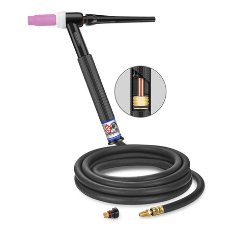 CK Worldwide - Ck17-12-R Rg-T - 150 Amp Rigid Head Tig Torch, Gas-Cooled, 12.5' Standard Cables - Ck17-12-R Rg-T - WeldingMart.com