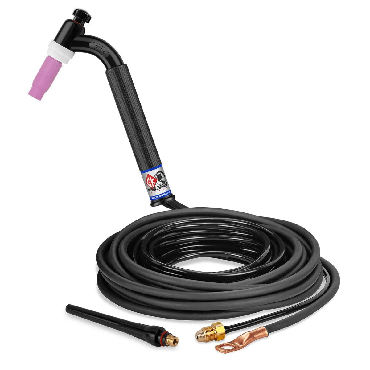 CK Worldwide - Ck17-25-2 Fx - 150 Amp Flex Head Tig Torch, Gas-Cooled, 25' Standard Cables - Ck17-25-2 Fx - WeldingMart.com