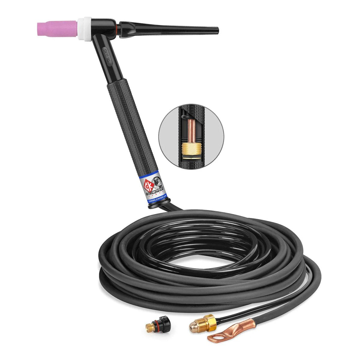 CK Worldwide - Ck17-25-2 Rg-T - 150 Amp Rigid Head Tig Torch, Gas-Cooled, 25' Standard Cables - Ck17-25-2 Rg-T - WeldingMart.com