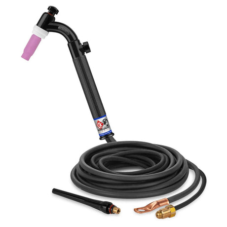 CK Worldwide - Ck17V-12-2Sf Fx - 150 Amp Flex Head Tig Torch With Valve, Gas-Cooled, 12.5' Superflex Cables - Ck17V-12-2Sf Fx - WeldingMart.com