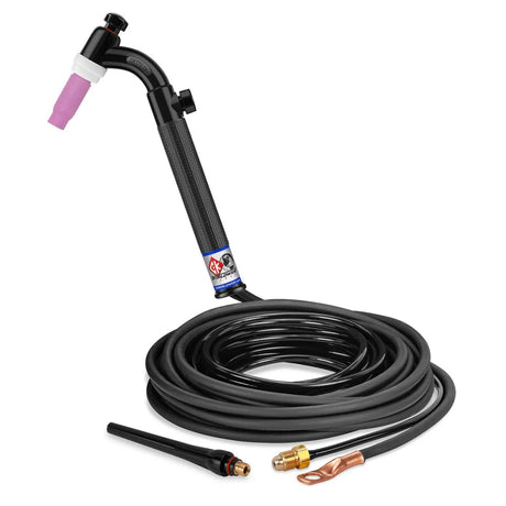 CK Worldwide - Ck17V-25-2 Fx - 150 Amp Flex Head Tig Torch With Valve, Gas-Cooled, 25' Standard Cables - Ck17V-25-2 Fx - WeldingMart.com