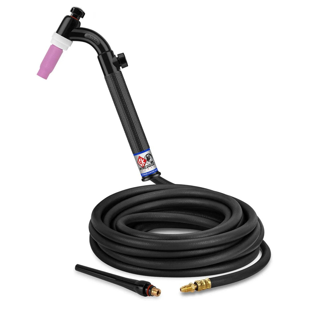 CK Worldwide - Ck17V-25-R Fx - 150 Amp Flex Head Tig Torch With Valve, Gas-Cooled, 25' Standard Cables - Ck17V-25-R Fx - WeldingMart.com