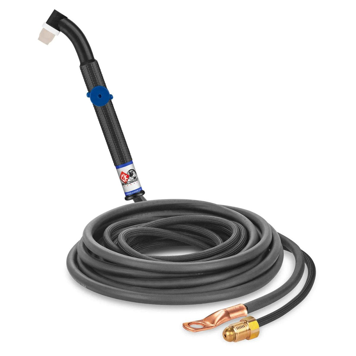 CK Worldwide - Ck24V-12-2Sf Fx - 90 Amp Flex Head Tig Torch With Valve, Gas-Cooled, 12.5' Superflex Cables - Ck24V-12-2Sf Fx - WeldingMart.com