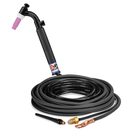 CK Worldwide - Ck26V-25-2 Fx - 200 Amp Flex Head Tig Torch With Valve, Gas-Cooled, 25' Standard Cables - Ck26V-25-2 Fx - WeldingMart.com