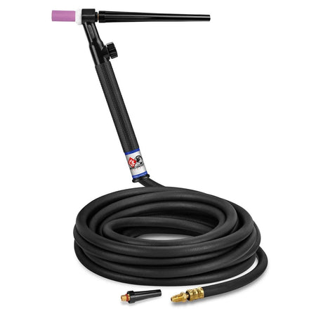 CK Worldwide - Ck9V-25-R Rg - 125 Amp Rigid Head Tig Torch With Valve, Gas-Cooled, 25' Standard Cables - Ck9V-25-R Rg - WeldingMart.com