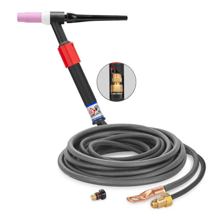 CK Worldwide - Ckc1512Vnsf - 150 Amp Rigid Head Tig Torch With Valve, Gas-Cooled, 12.5' Superflex Cables - Ckc1512Vnsf - WeldingMart.com