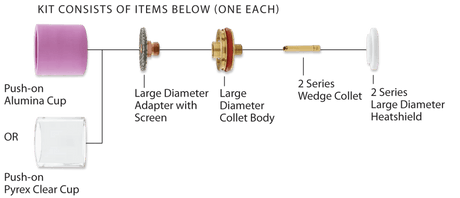 CK Worldwide - Clear Pyrex Large Diameter Gas Saver Kit For 1/16" - D2Gs116Ld - WeldingMart.com