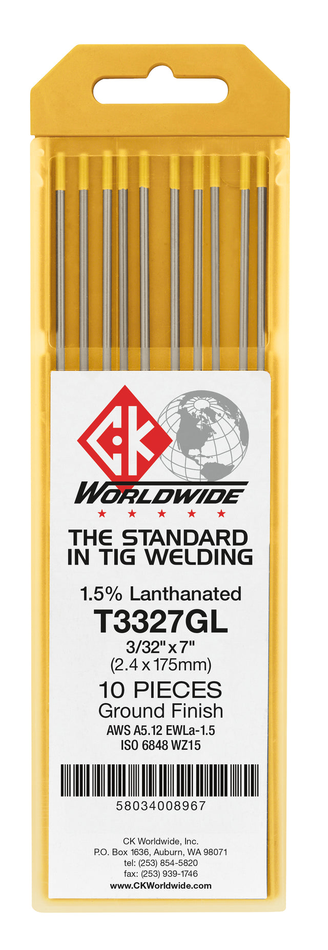 CK Worldwide - Tungsten 1/16"1.5% Lanthanated - T1167Gl - WeldingMart.com