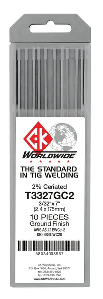 CK Worldwide - Tungsten 5/32″ x 7″ 2% Ceriated (Pack of 10) - T5327GC2