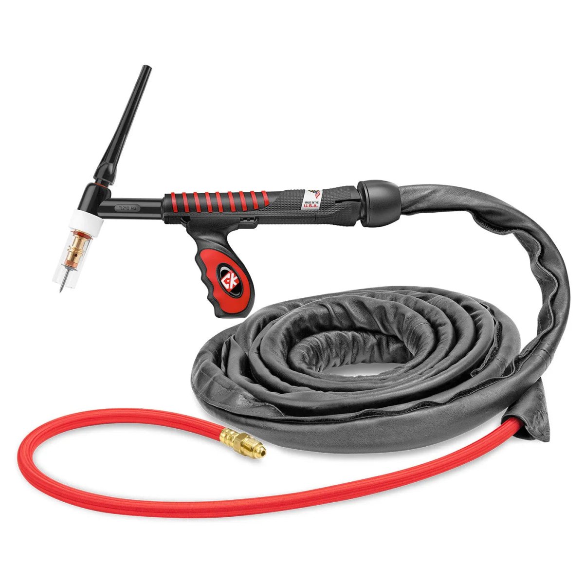 CK Worldwide - Ustl2112Sf - 200 Amp Rigid Head Tig Torch, Gas-Cooled, 12.5' Superflex Cables, Trim Line - Ustl2112Sf - WeldingMart.com