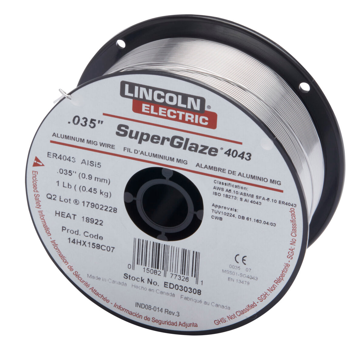 Lincoln ED030312 SuperGlaze 5356 MIG (GMAW) Wire, 0.035 in, (20) 1 lb Spool