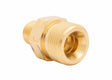 Harris 1/2" NPT LH Manifold Union Bushing 9005726 brass welding fitting, hex center, internal/external threads, white background.