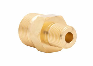 Harris 1/2" NPT RH brass manifold union bushing 9005708 for welding equipment, 3000 psi, hex center, shiny finish.
