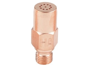 A copper-colored OXY-ACETYLENE HEATING TIP fitting with HA engraved on the hexagonal body, crafted from tellurium copper, featuring a threaded end at the bottom and small circular holes on the rounded top.