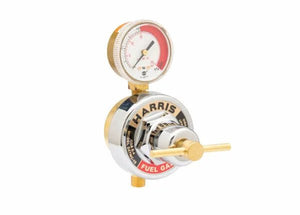 Harris 247NC-15 Fuel Gas Regulator 1/4" LH, single stage, with gauge & brass fittings—welding equipment at WeldingMart.