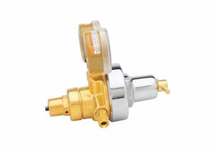 Harris 2561-15C-510 two stage acetylene regulator for welding, with pressure gauge and knob, shown on white background.