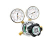 Harris 25GX-145-346 single stage air regulator for welding, with dual gauges and black knob for precise gas control, 3000542.
