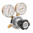 Harris 25GX-145-590 Single Stage Air Regulator for welding, with dual gauges, metal body, black knob, and Harris logo.