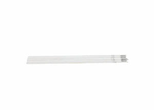 A package of five Harris 26 3/32 aluminum electrodes (0002650) with straight, thin white rods and pointed tips, arranged parallel on a plain white background—uniform in size, ideal for welding or crafting.