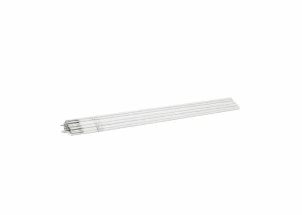 A bundle of Harris 26 3/32 Alum Elec welding rods (Pkg 0002650) is neatly arranged on a white background, featuring uniform length and shiny, pointed ends—ideal for precise aluminum welding tasks.