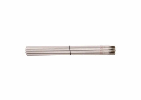 A 10 lb box of Harris 308L 16 Stainless Stick SMAW Welding Rods (3/32 x 12), model 308L650, featuring gray-coated stainless steel rods neatly aligned and bundled with a thin black wire against a white background.