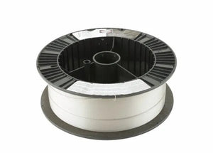 A Harris 309 Stainless MIG GMAW Welding Wire .035 x 25# spool (00309F8) is wound on a black plastic reel with ribbed sides, a wide core, flat base, and white label—set against a plain white background.