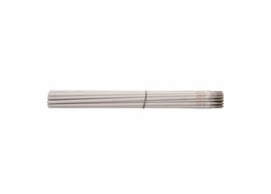 A bundle of Harris 309L 16 Stainless Stick SMAW Welding Rods (5/32 x 14, 309L670) is neatly stacked and held by a thin wire, with the coated ends resting on a plain white background. No other objects are visible.