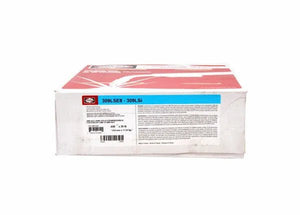 A white rectangular box with a red top, labeled “309LSE8,” contains Harris 309LSi Stainless GMAW MIG Welding Wire (.030, 25# spool). The blue/white front label shows product details, barcodes, black text, and the brand logo in the upper left corner.
